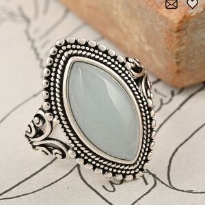 🆕️ Size 11 Aquamarine Marquee Ring in Black Oxidized Silvertone 5.50 ctw